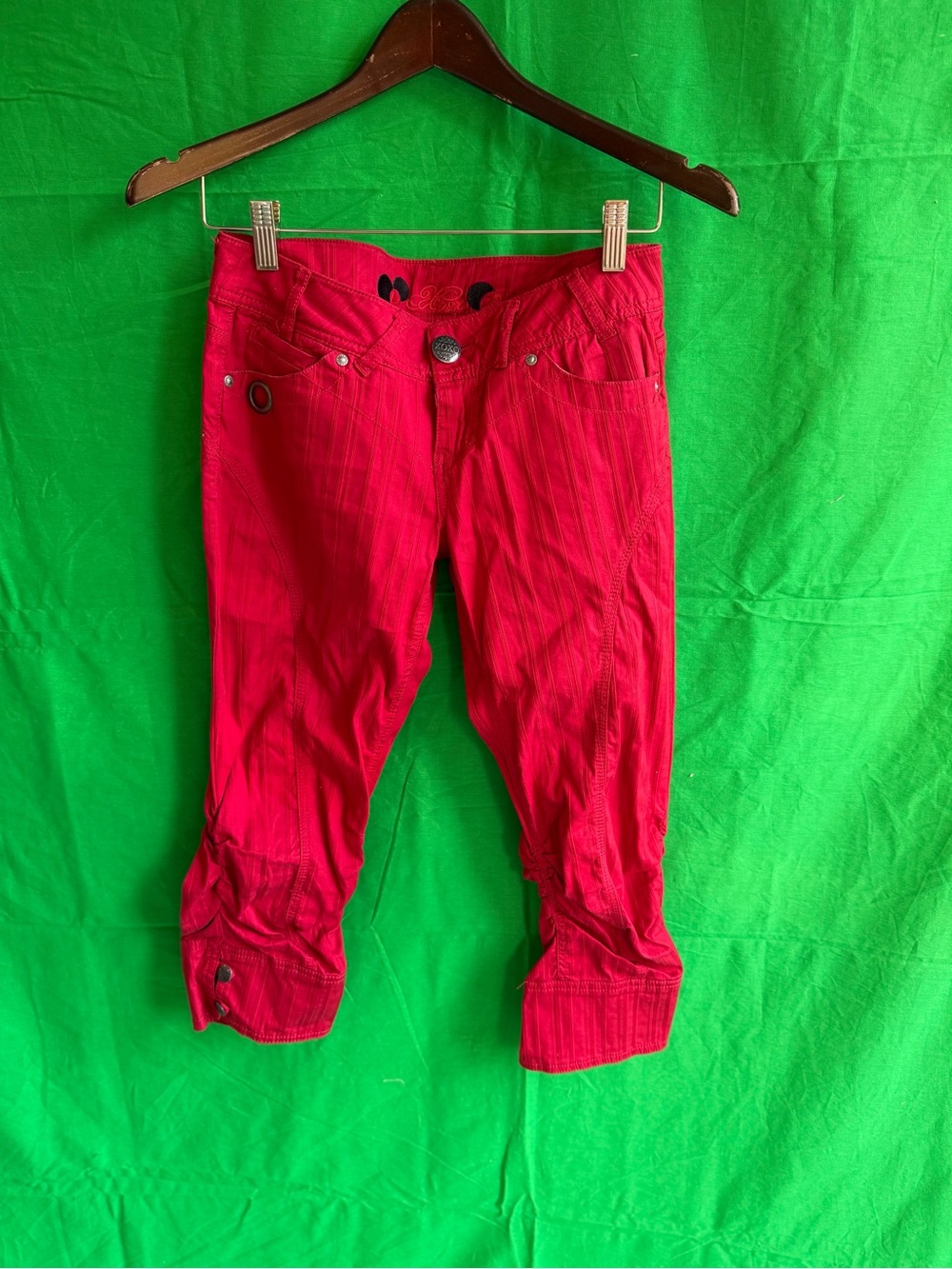 Y2K XOXO Red High-Rise Button Front Pants